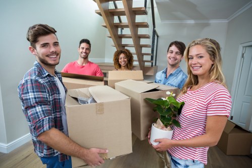 Commercial moving team planning a Queens Park office relocation