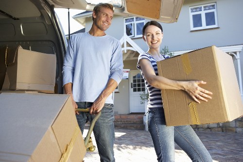 Packing and loading office furniture during a local relocation