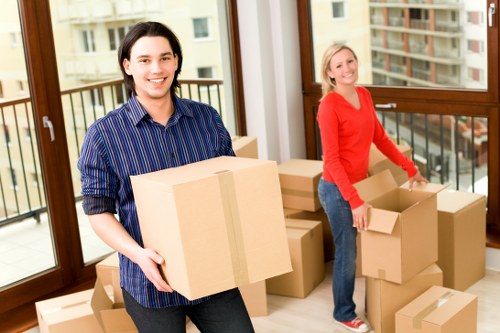 Business furniture and equipment prepared for a move in Queens Park
